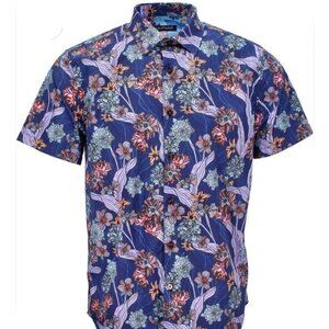 Lords of Harlech NWT Scott Ocean Floral Shirt - Navy